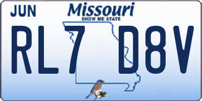 MO license plate RL7D8V