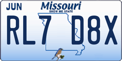 MO license plate RL7D8X