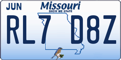 MO license plate RL7D8Z
