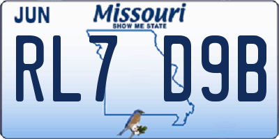 MO license plate RL7D9B