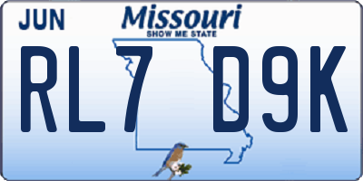 MO license plate RL7D9K