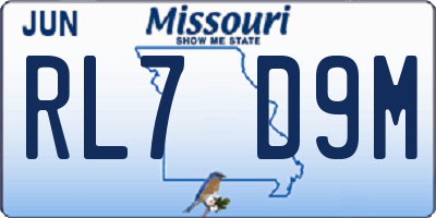 MO license plate RL7D9M