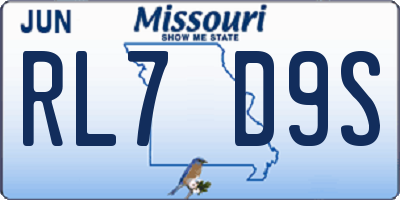 MO license plate RL7D9S
