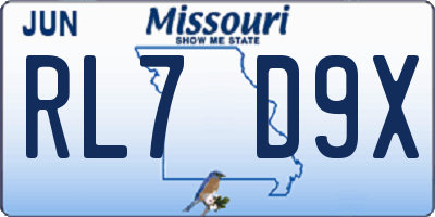 MO license plate RL7D9X