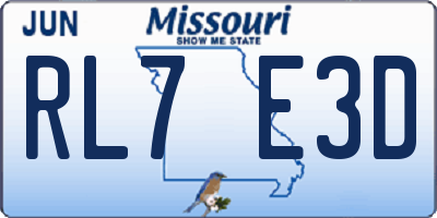 MO license plate RL7E3D