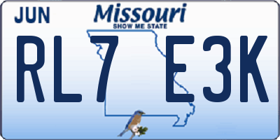 MO license plate RL7E3K