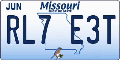 MO license plate RL7E3T