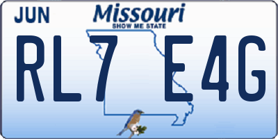 MO license plate RL7E4G
