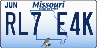 MO license plate RL7E4K