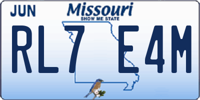 MO license plate RL7E4M