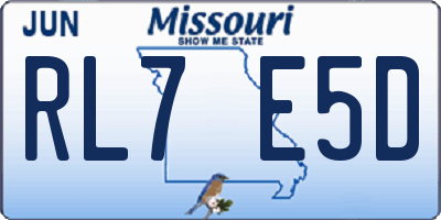MO license plate RL7E5D
