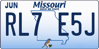 MO license plate RL7E5J