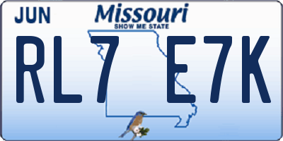 MO license plate RL7E7K