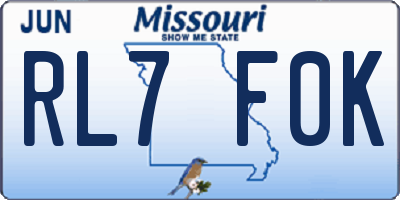 MO license plate RL7F0K