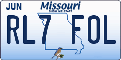 MO license plate RL7F0L