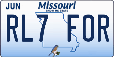 MO license plate RL7F0R