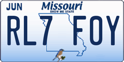 MO license plate RL7F0Y