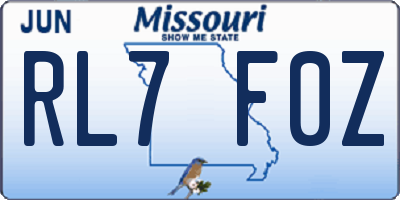 MO license plate RL7F0Z