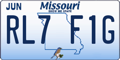 MO license plate RL7F1G