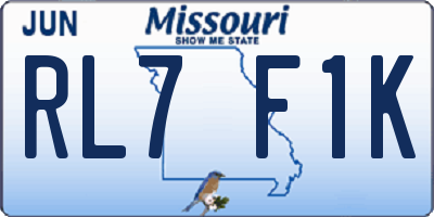 MO license plate RL7F1K