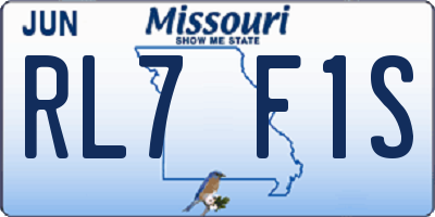 MO license plate RL7F1S