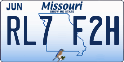 MO license plate RL7F2H
