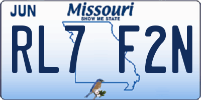 MO license plate RL7F2N