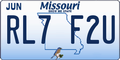 MO license plate RL7F2U