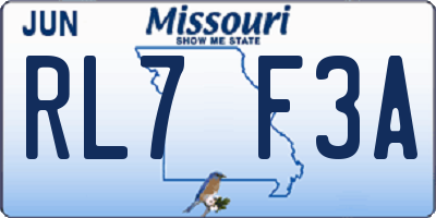 MO license plate RL7F3A