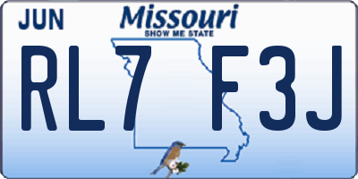 MO license plate RL7F3J