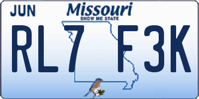 MO license plate RL7F3K