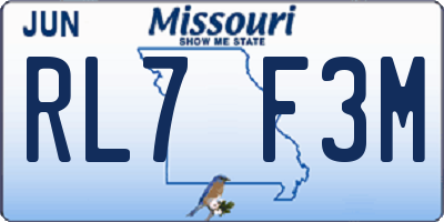 MO license plate RL7F3M