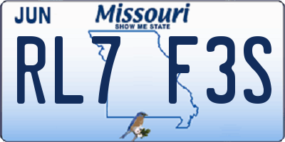 MO license plate RL7F3S