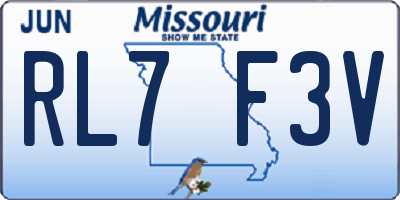 MO license plate RL7F3V