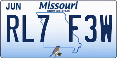 MO license plate RL7F3W