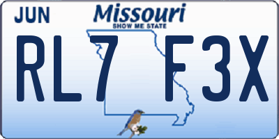 MO license plate RL7F3X