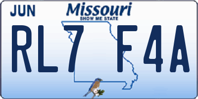 MO license plate RL7F4A