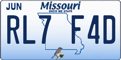 MO license plate RL7F4D