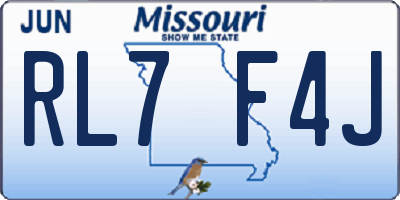 MO license plate RL7F4J