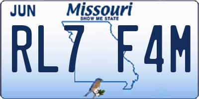 MO license plate RL7F4M