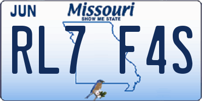 MO license plate RL7F4S