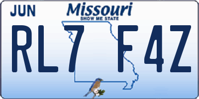 MO license plate RL7F4Z