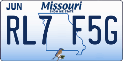 MO license plate RL7F5G