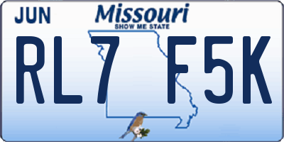 MO license plate RL7F5K
