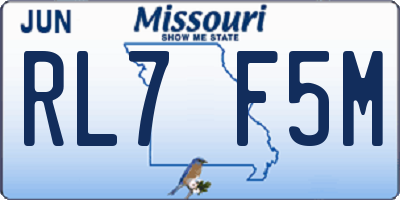 MO license plate RL7F5M