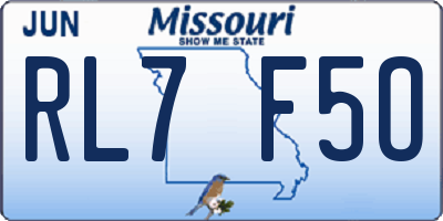 MO license plate RL7F5O