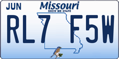 MO license plate RL7F5W