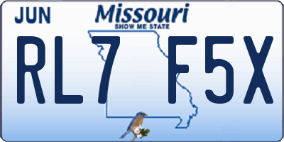MO license plate RL7F5X