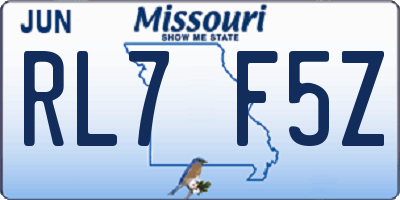 MO license plate RL7F5Z
