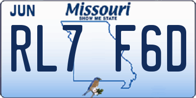 MO license plate RL7F6D